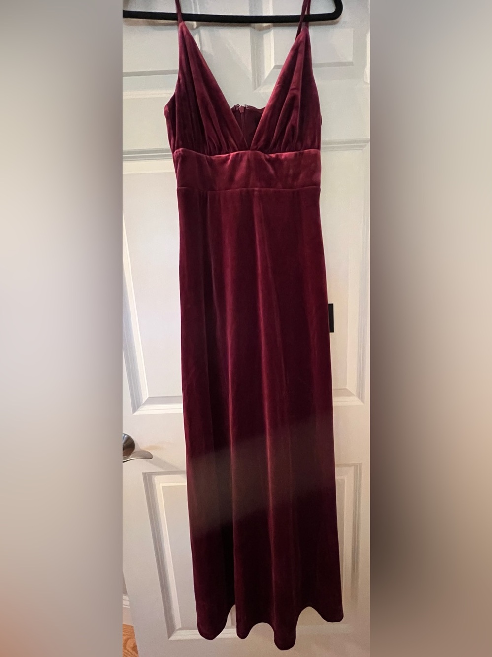 Lulu's Wine Velvet Spaghetti-Strap Maxi Dress